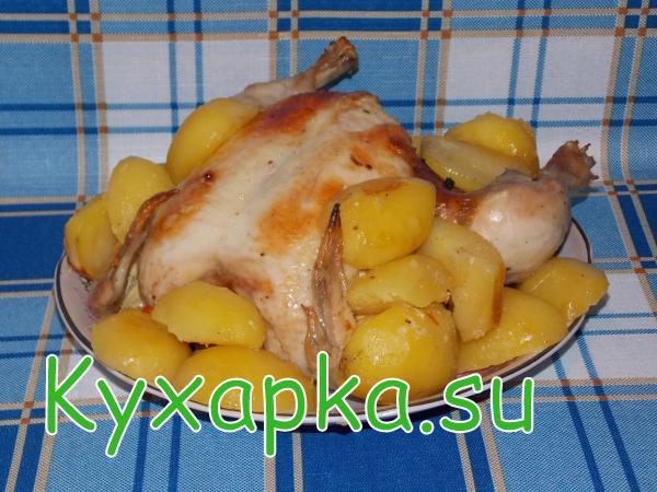 Курица: запеченная в рукаве с картофелем